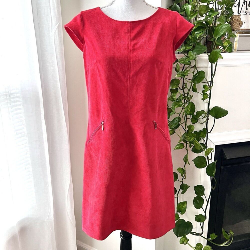 Clearance🎉Sharagano Red Corduroy Pocketed Pencil Dress Womens Size 6